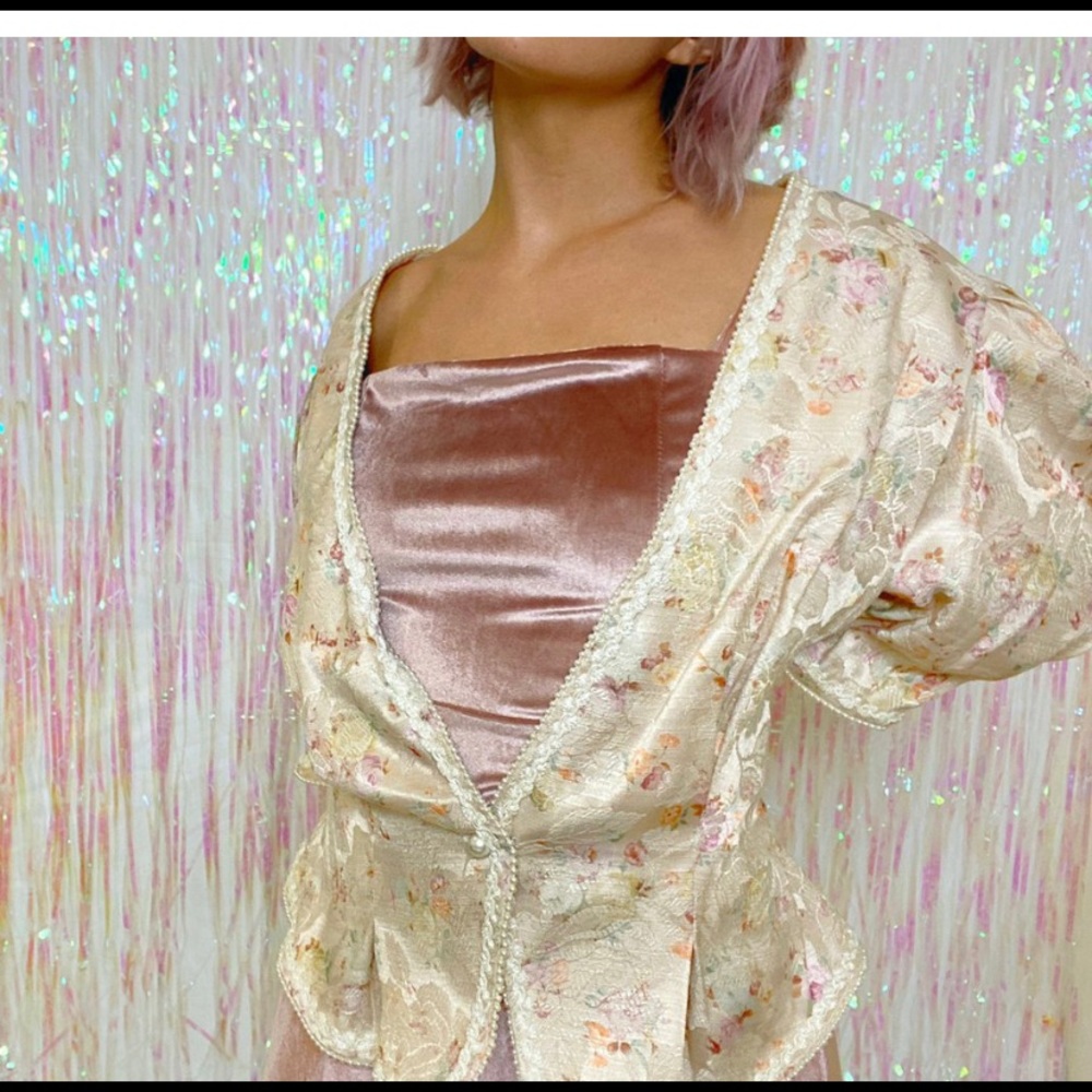 80s vintage victorian style short sleeve blazer